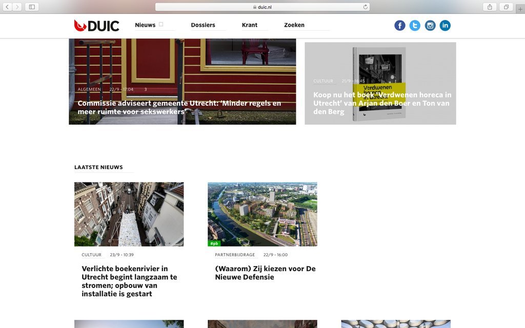 Screenshot of the DUIC website