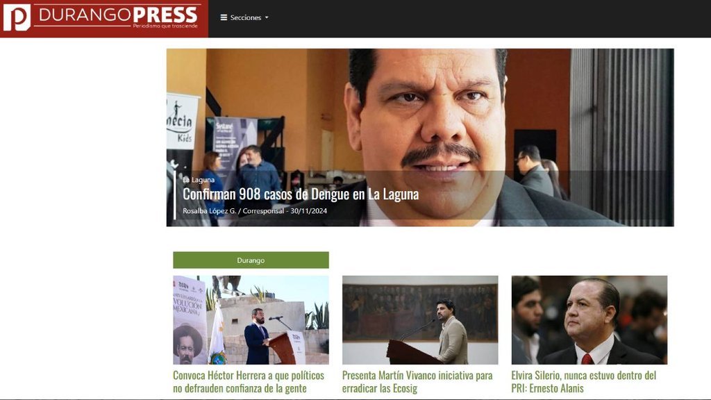 Screenshot of the Durango Press | Periodismo Que Trasciende website