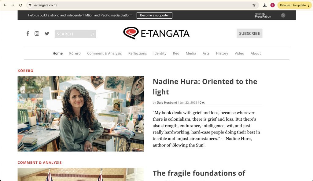 Screenshot of the E-Tangata website