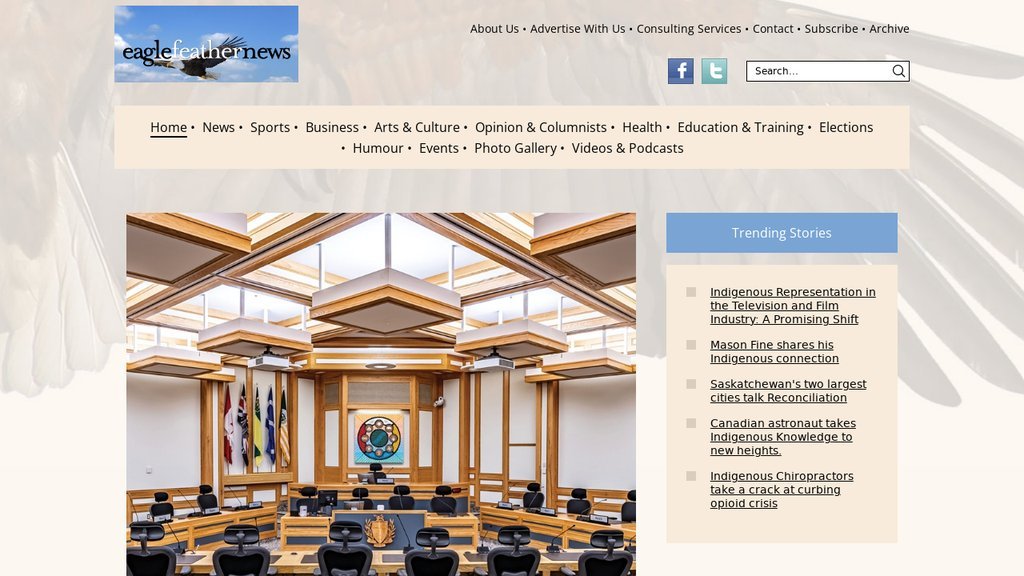 Screenshot of the Eagle Feather News website