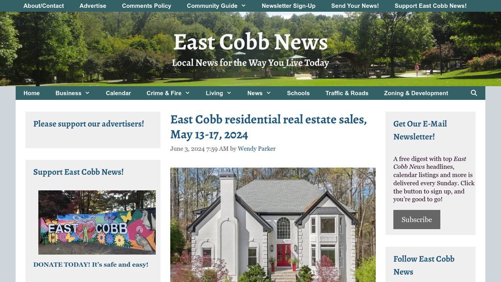 Screenshot of the East Cobb News website