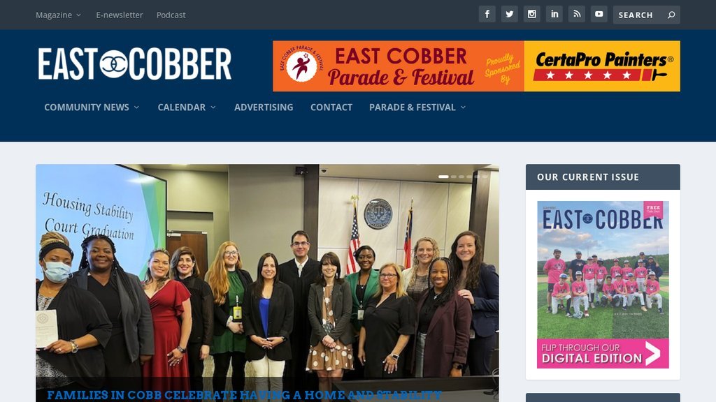 Screenshot of the EAST COBBER website