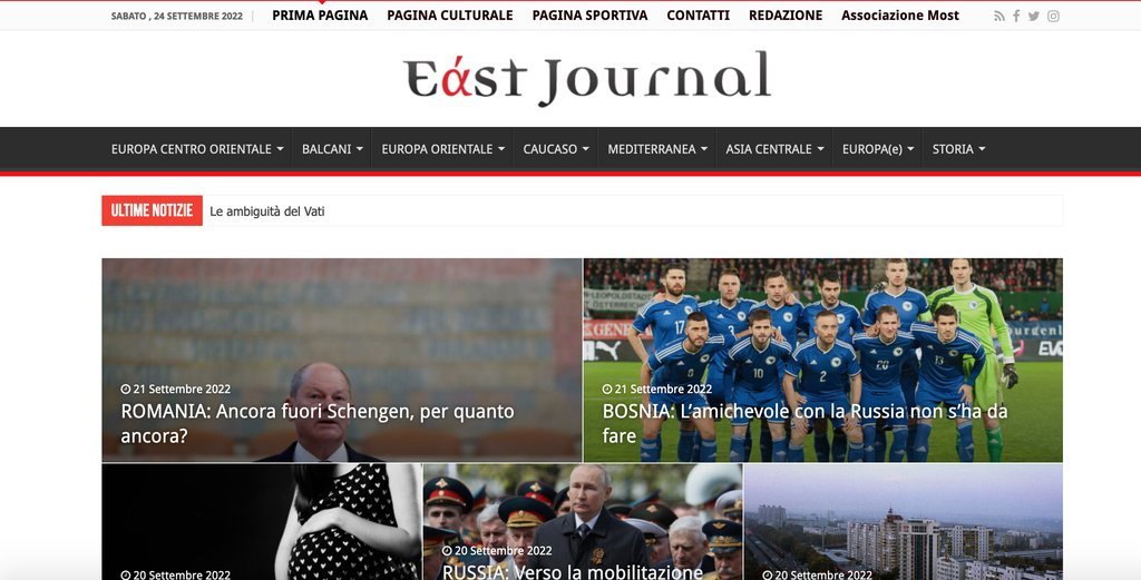 Screenshot of the East Journal website
