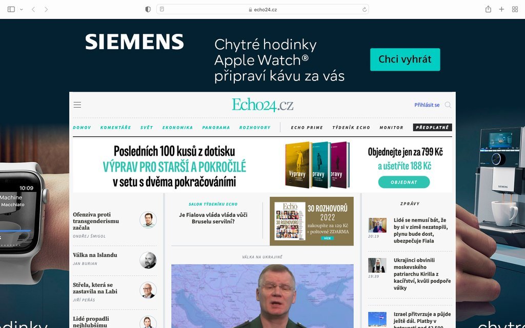 Screenshot of the Echo24.cz website