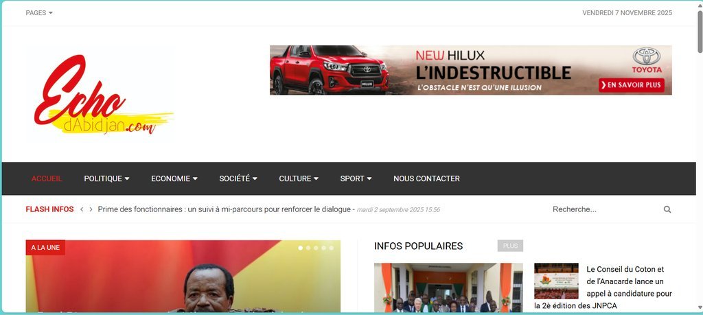 Screenshot of the Echo d'Abidjan website