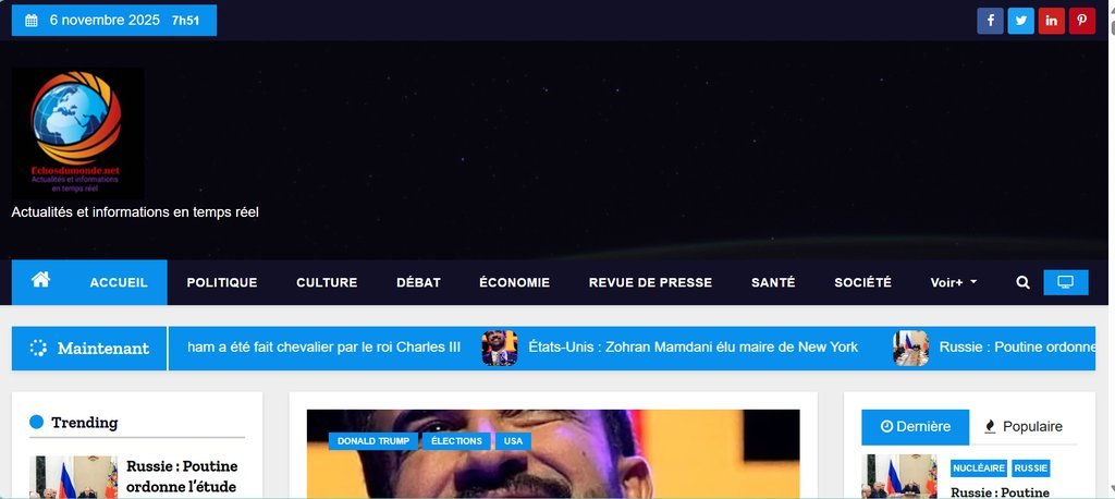Screenshot of the Echos du monde website