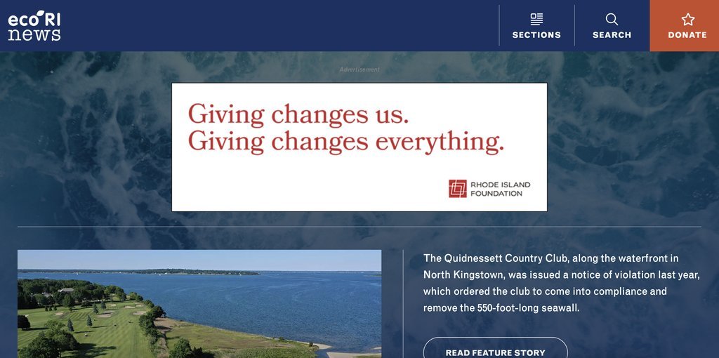 Screenshot of the ecoRI News website