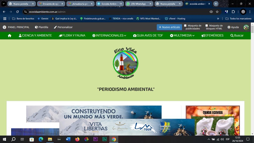 Screenshot of the Ecovida Ambiente website