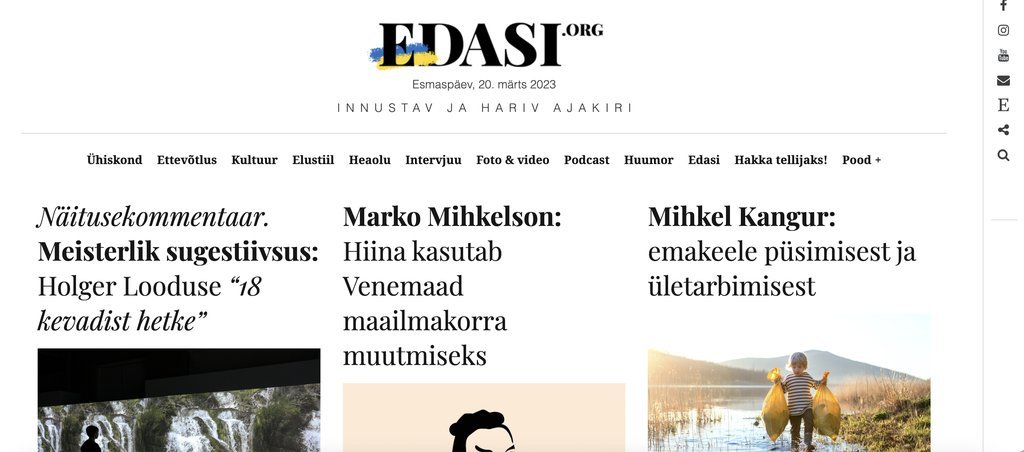 Screenshot of the Edasi.org website