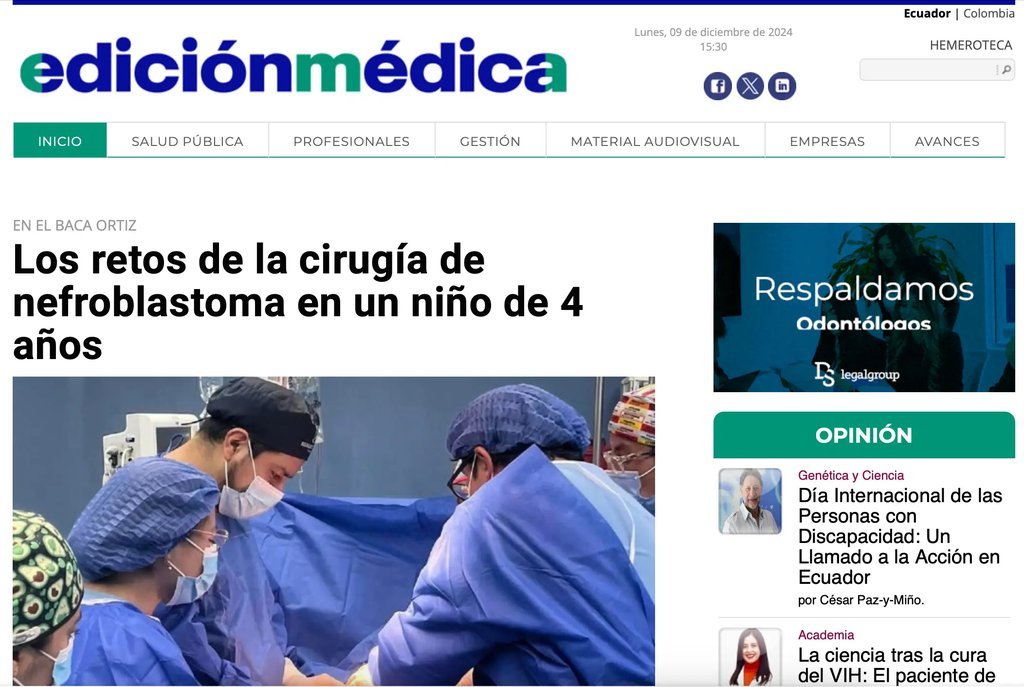 Screenshot of the Edicion Medica website