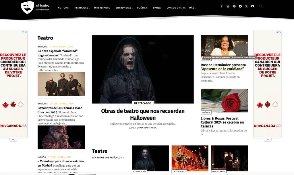 Screenshot of the El-Teatro website