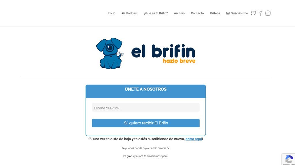 Screenshot of the El Brifin website