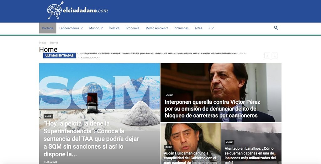 Screenshot of the El Ciudadano website