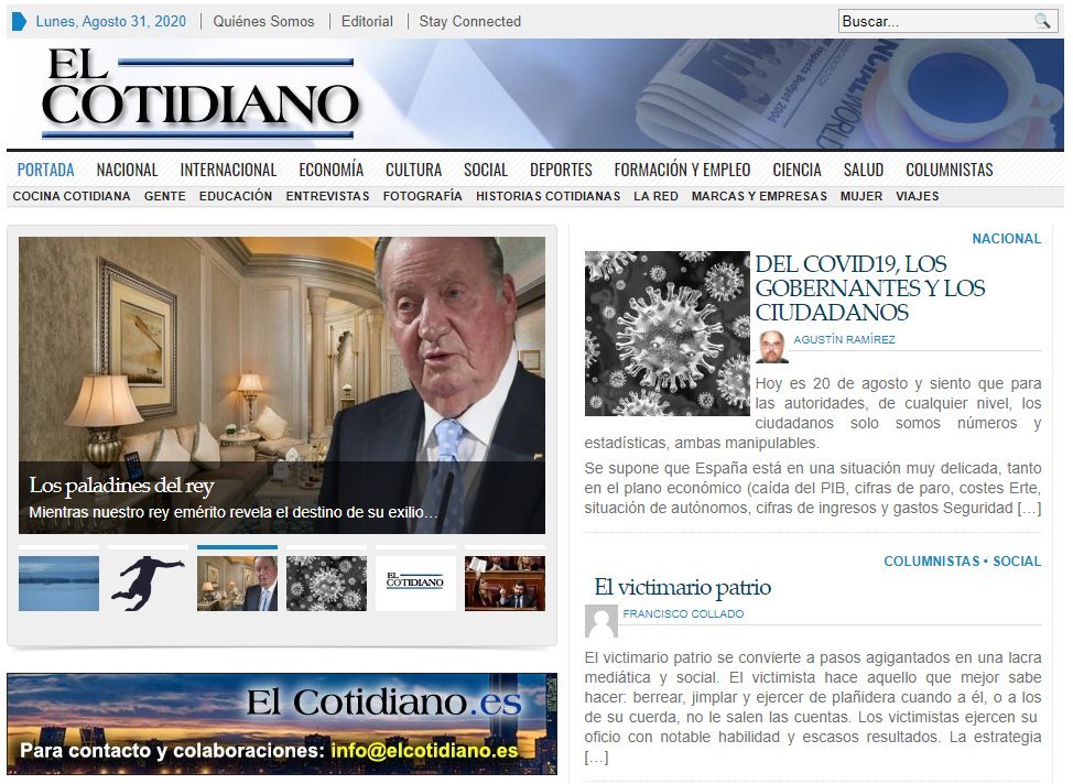 Screenshot of the El Cotidiano website