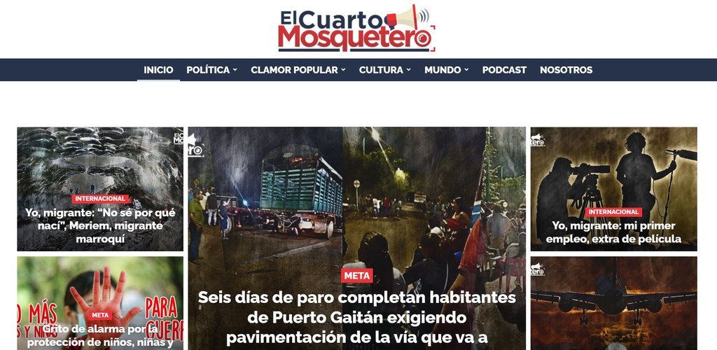Screenshot of the El Cuarto Mosquetero website