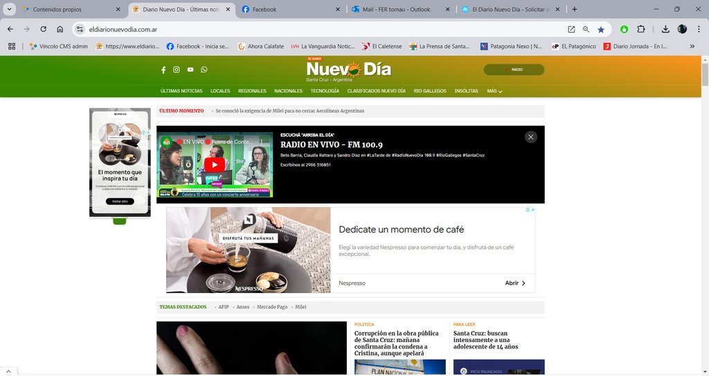 Screenshot of the El Diario Nuevo Dia website
