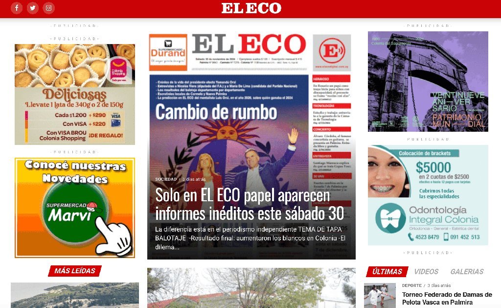 Screenshot of the El Eco Digital website