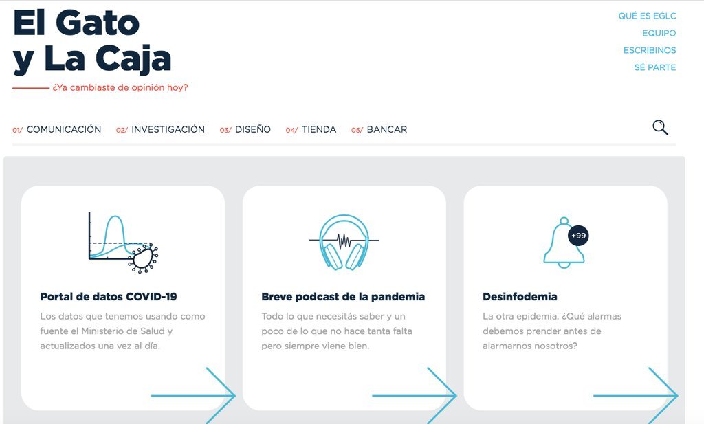 Screenshot of the El Gato Y La Caja website
