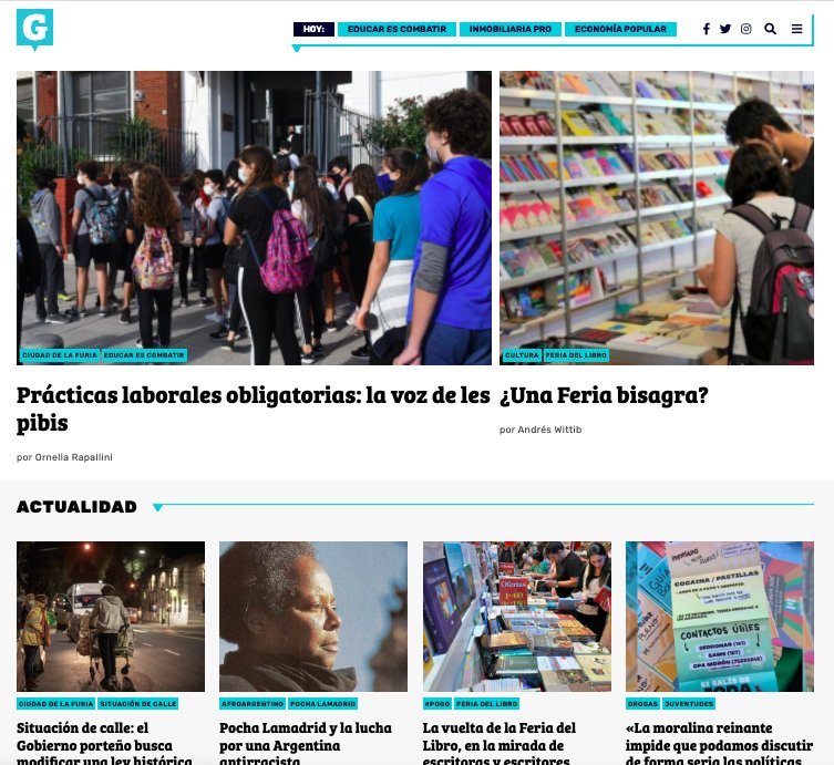Screenshot of the El Grito Del Sur website