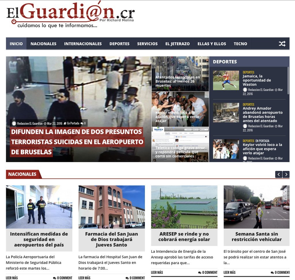 Screenshot of the El Guardian website