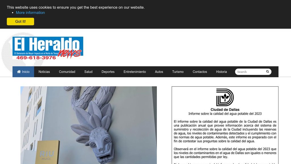 Screenshot of the El Heraldo News website
