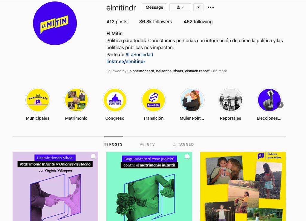 Screenshot of the El Mitin website