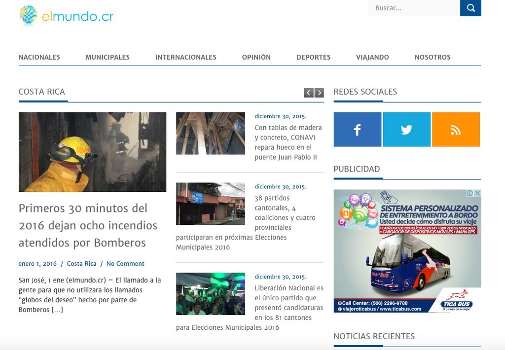 Screenshot of the El Mundo website