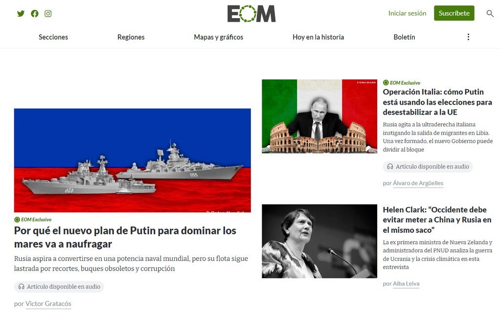 Screenshot of the El Orden Mundial website