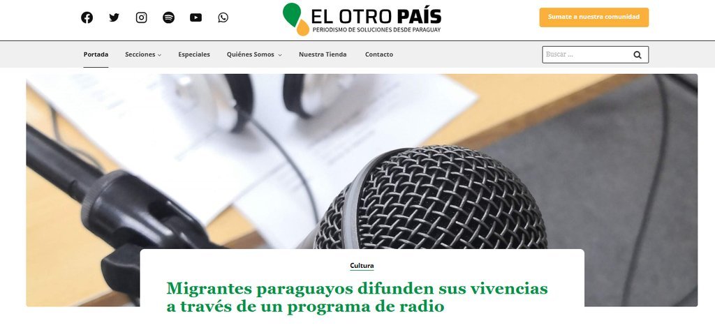 Screenshot of the El Otro Pais website