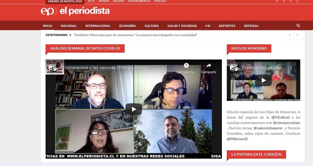 Screenshot of the El Periodista Cl website