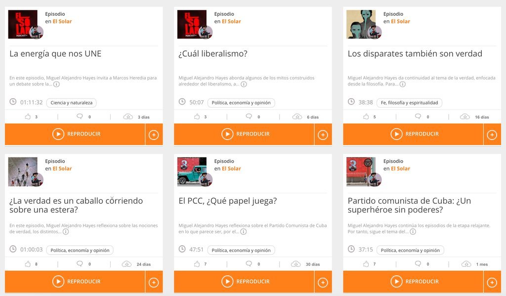 Screenshot of the El Solar website