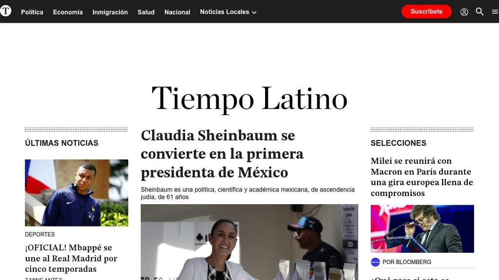 Screenshot of the El Tiempo Latino website