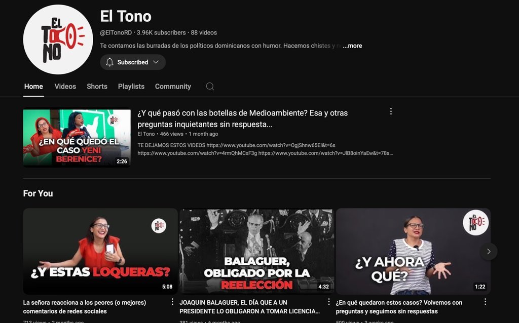 Screenshot of the el tono rd website