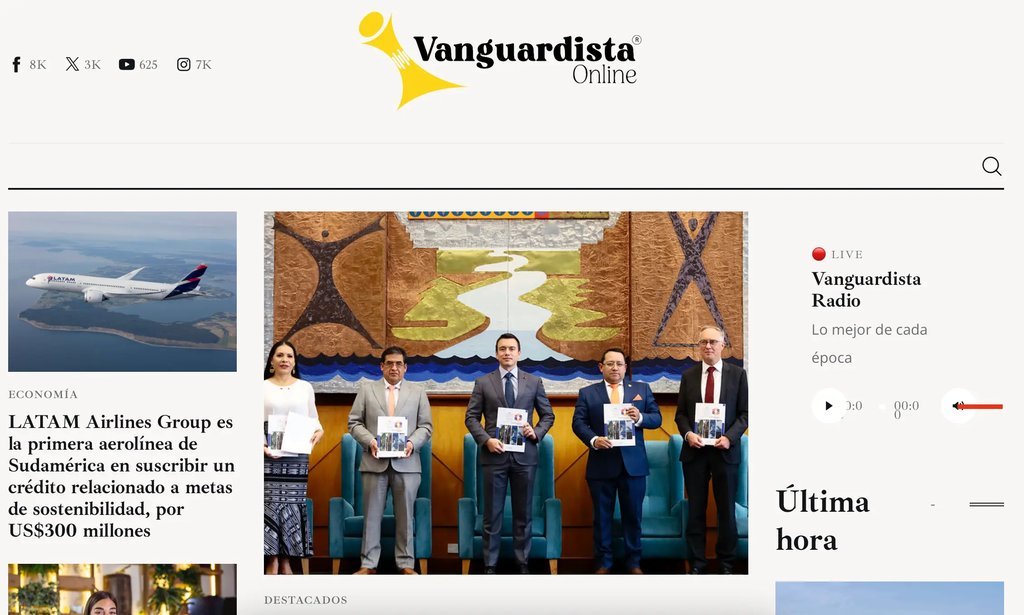 Screenshot of the El Vanguardista Online website