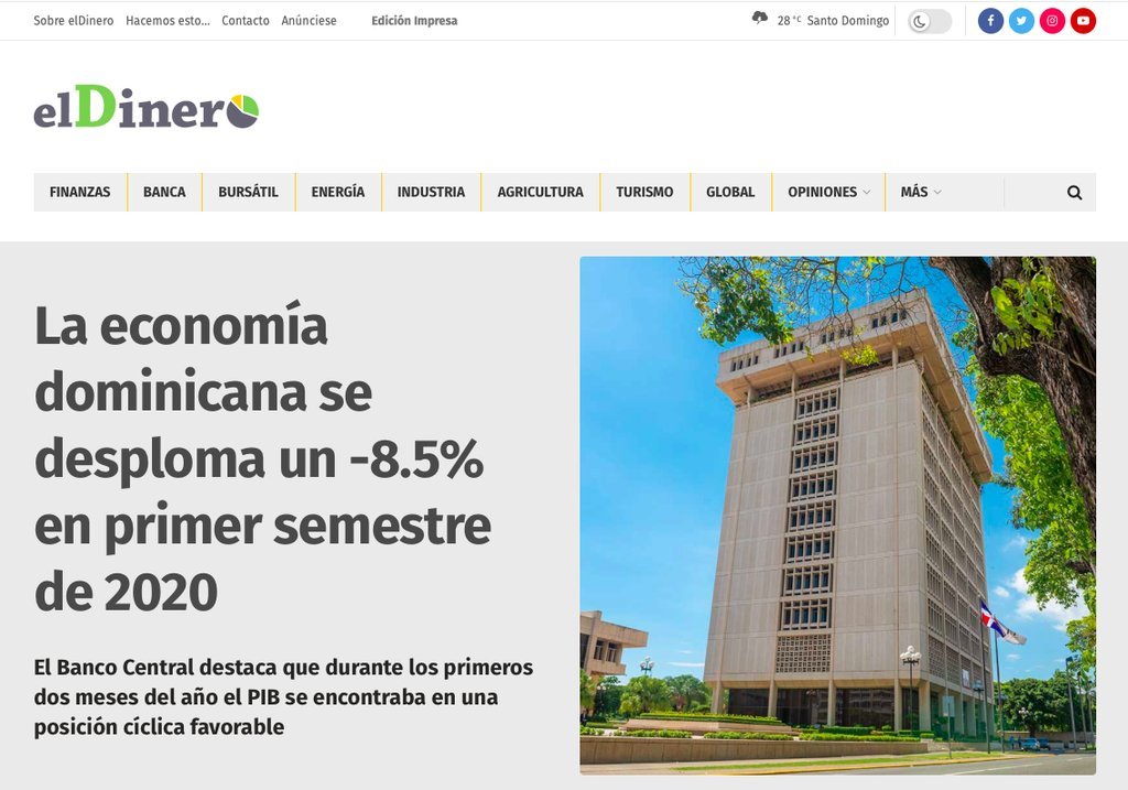 Screenshot of the Eldinero website