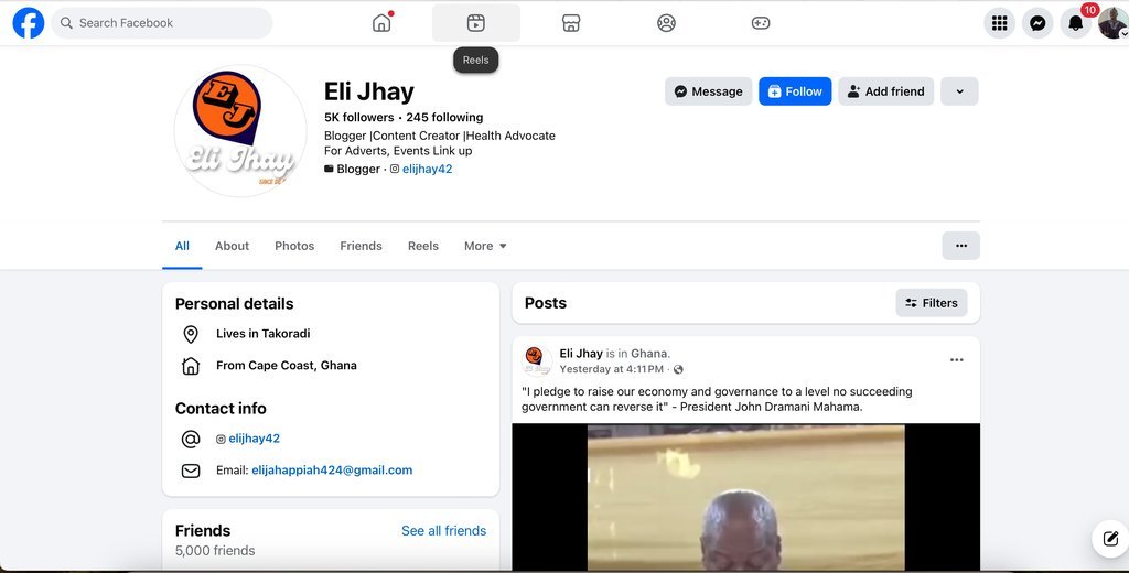 Screenshot of the Eli Jhay TV website