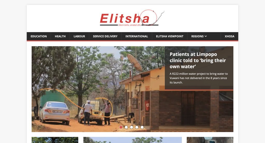 Screenshot of the Elitsha website