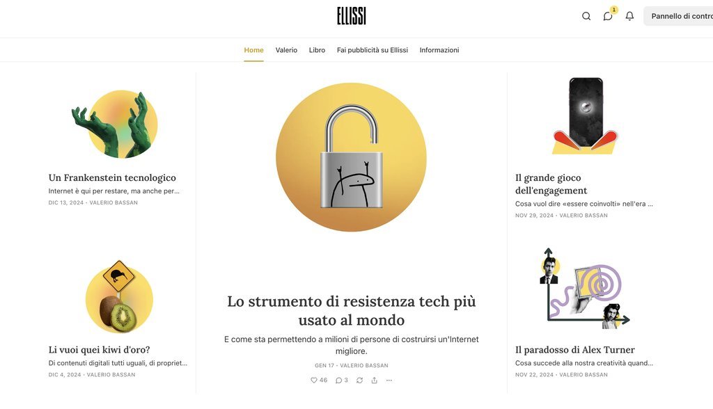 Screenshot of the Ellissi website