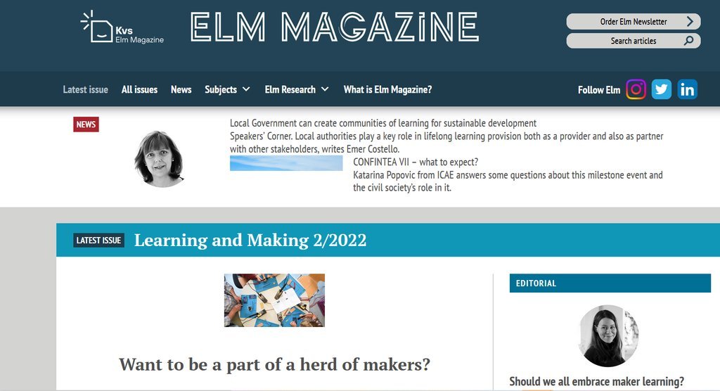 Screenshot of the Elm Magazine website