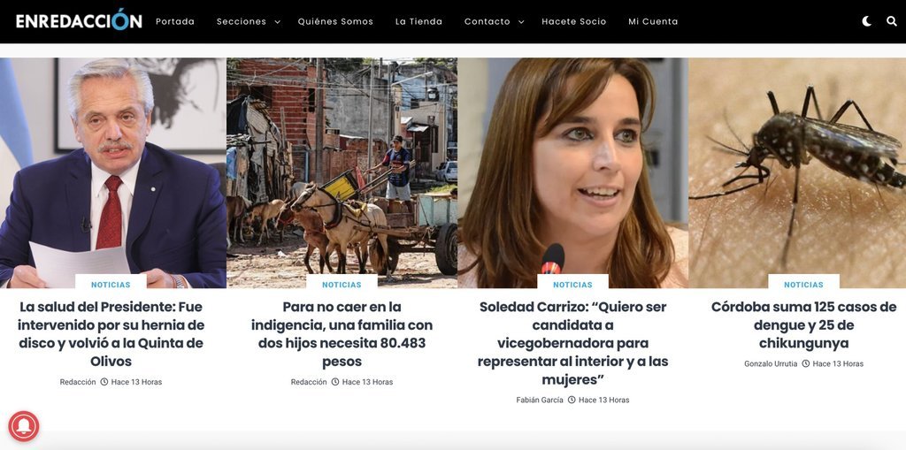Screenshot of the En Redaccion website