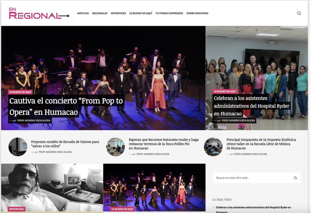 Screenshot of the En Regional website