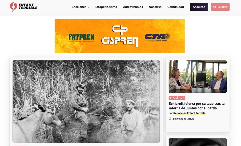 Screenshot of the Enfant Terrible website