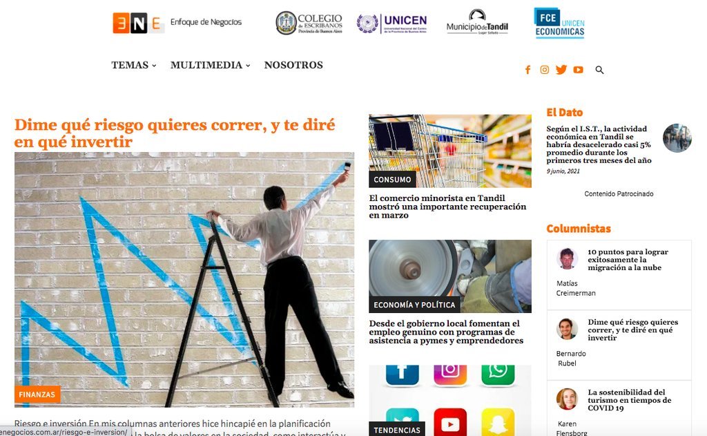 Screenshot of the Enfoque De Negocios website