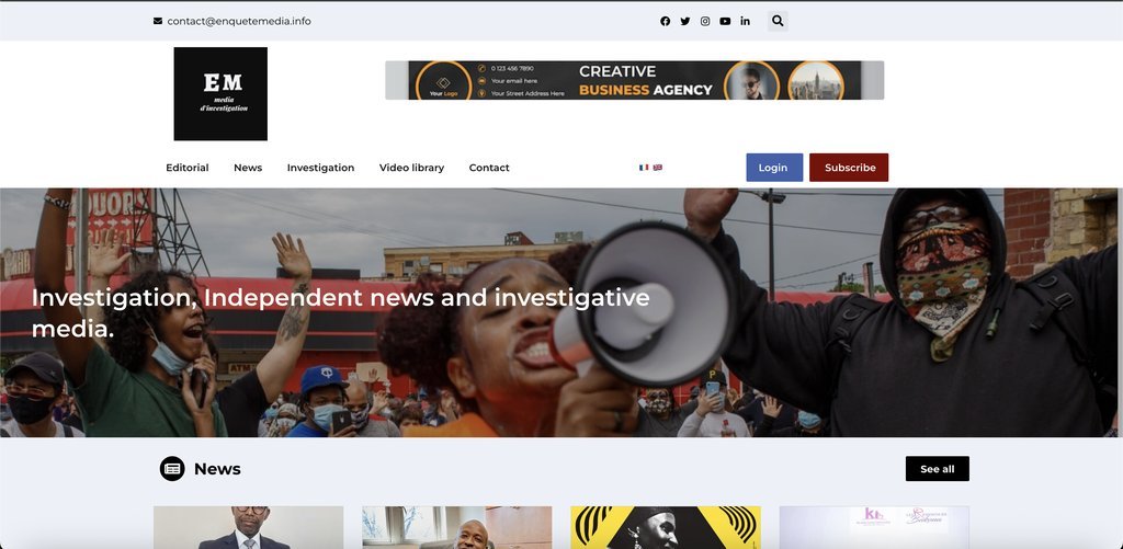 Screenshot of the Enquête Media website