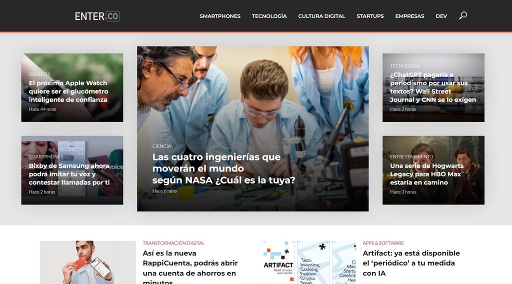 Screenshot of the Enter.Co website