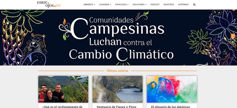 Screenshot of the Entre Ojos website