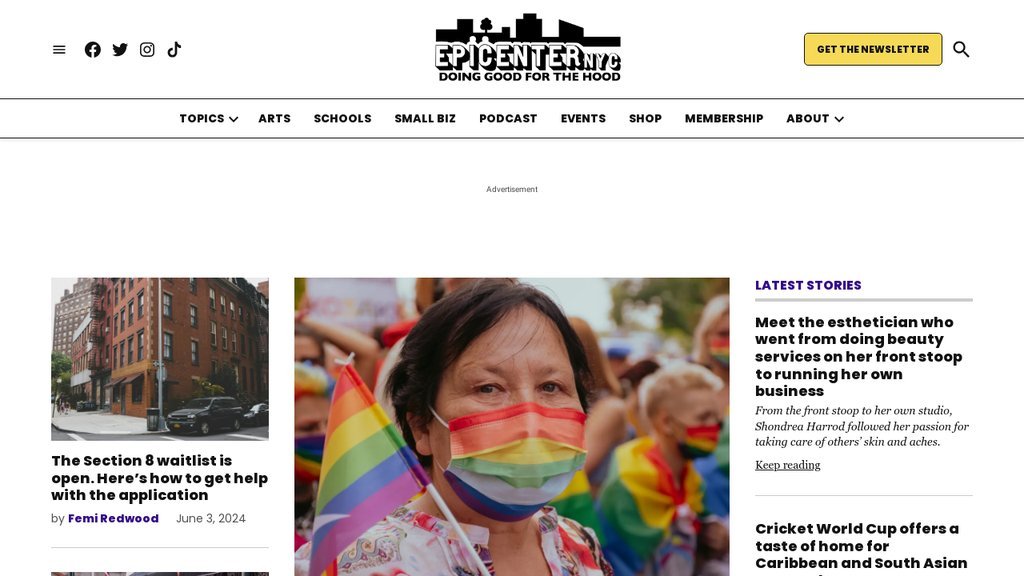 Screenshot of the Epicenter-NYC website