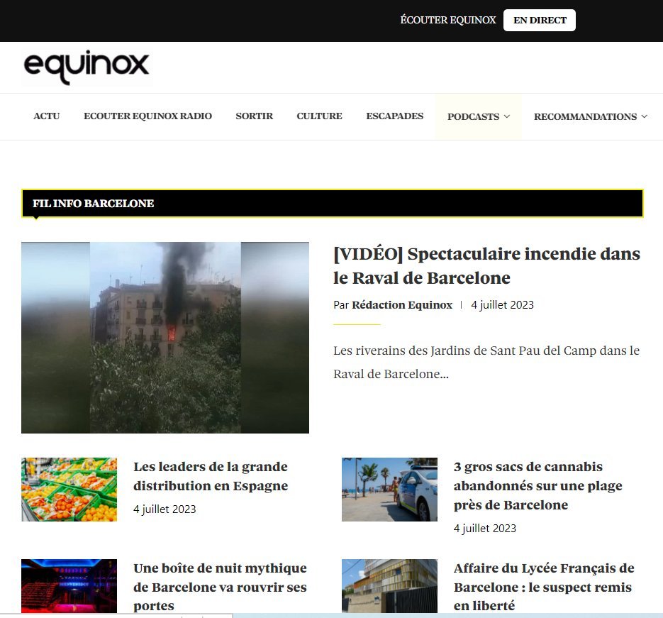 Screenshot of the Equinox website