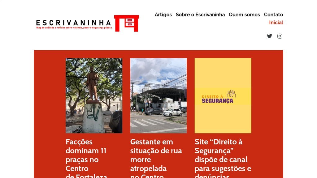 Screenshot of the Escrivaninha website