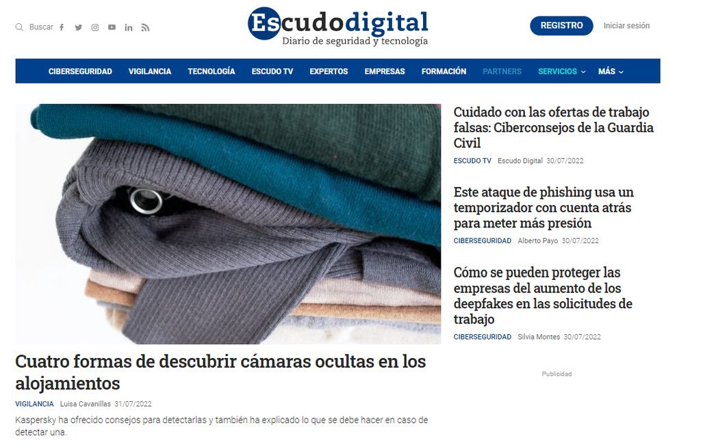 Screenshot of the Escudo Digital website